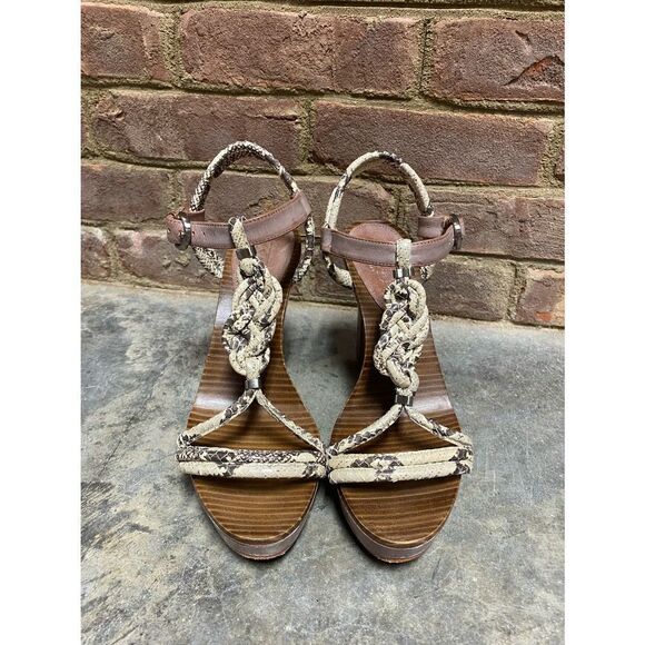 Coach Simona Cream Snakeskin Waxy Leather Heel Size 8 - Picture 4 of 10